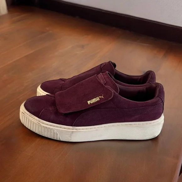 Purple Plum Colored Suede Velcro Pumas Women’s size 9 - Picture 8 of 14